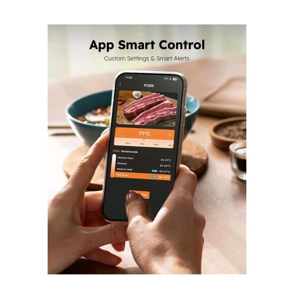 AYMDKI Wireless Meat Thermometer, Dual Probe, 600ft Range, App Control, IP67 - Picture 3 of 5